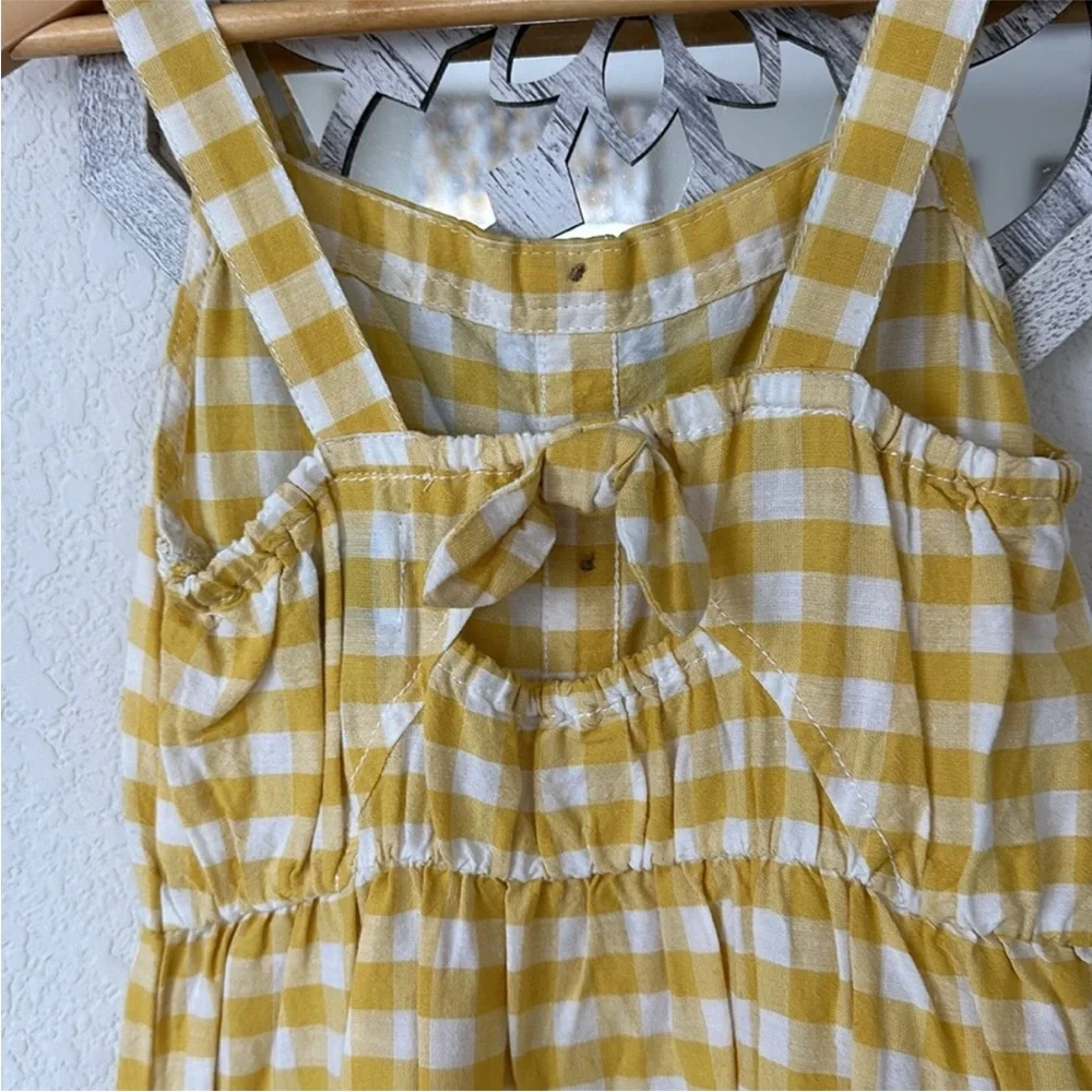 Old Navy • Yellow + White Gingham Plaid Picnic Sun Dress with Button Accents